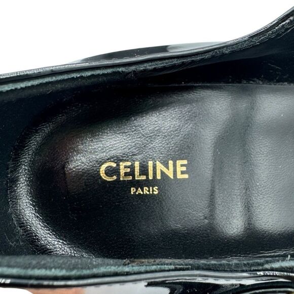 NEW Celine Tess Babies Perforated Triomphe Black Patent Platform Heels Size 7.5 - Picture 12 of 16